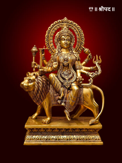 Sherawali Maa (Durga) | 17-Inch | Brass