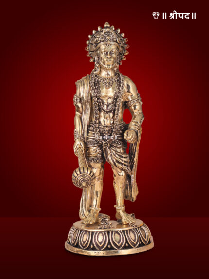 Standing Hanuman with Gada | 10.5-Inch | Brass