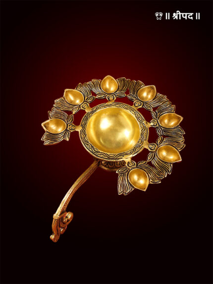 Traditional Diya Aarti With Handle | 2.5-Inch | Brass