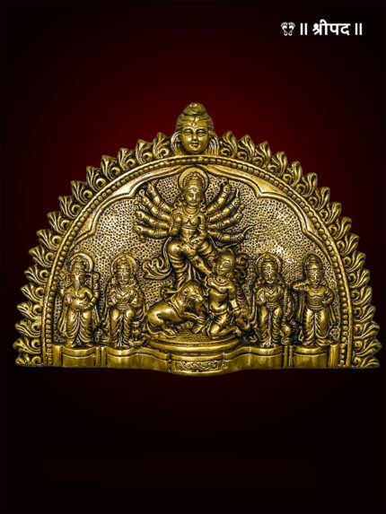 Goddess Durga Mata Brass Wall Hanging | 8-Inch | Brass