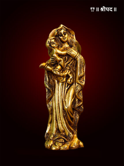 Mother Mary With Baby Jesus Statue | 7.5-Inch | Brass