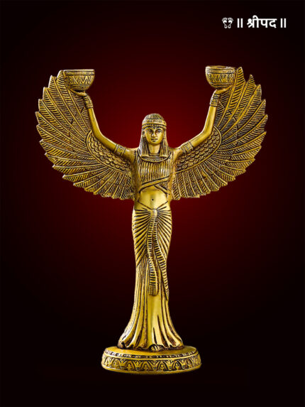 Brass Egyptian Goddess Isis Candle Holder | 11.5-Inch | Brass