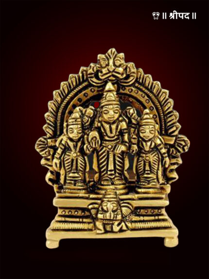 Lord Balaji With Sri Devi And Bhudevi with Prabhavali | 2.8-Inch | Brass