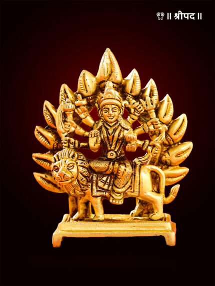 Durga Devi On Lion Idol | 4.5-Inch | Brass