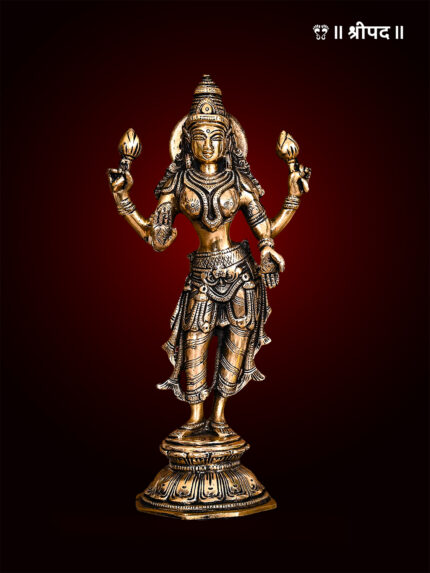 Standing Goddess Lakshmi Idol | 10-Inch | Brass