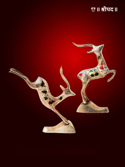 Showpiece Running Deer Statue | 6.5-Inch | Brass