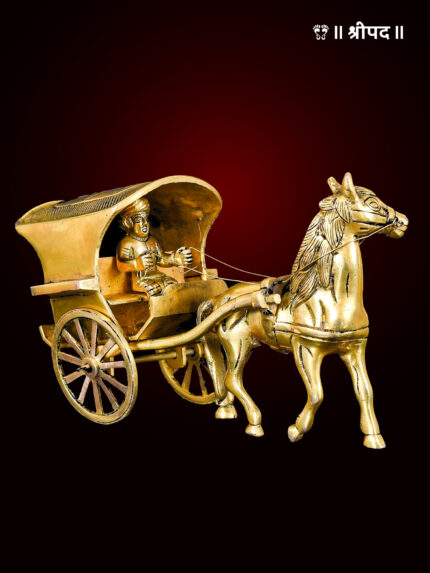 Horse Cart with Chariot | 6.5-Inch | Brass